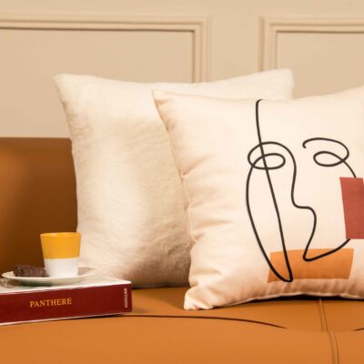 Coussin abstrait duo blanc